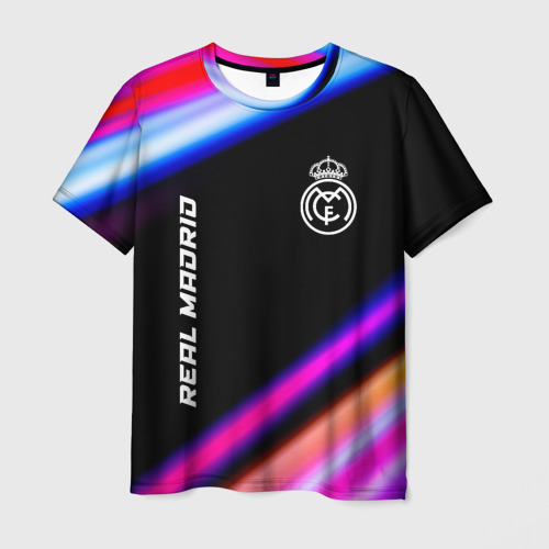 Мужская футболка с принтом Real Madrid speed game lights, вид спереди №1