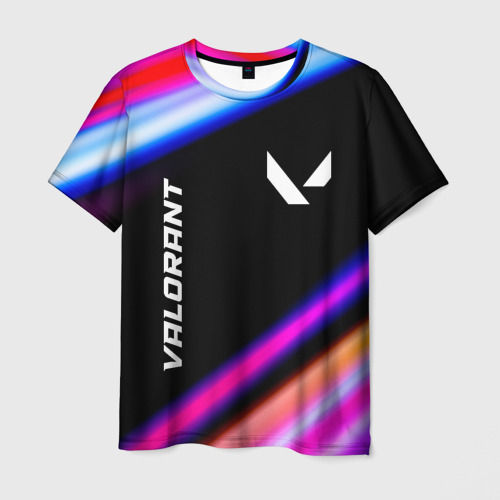 Мужская футболка с принтом Valorant speed game lights, вид спереди №1