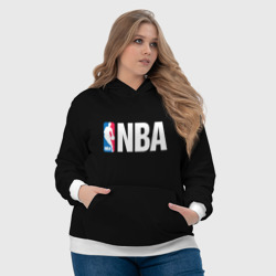 Толстовка с принтом NBA logo sport для женщины, вид на модели спереди №4. Цвет основы: белый