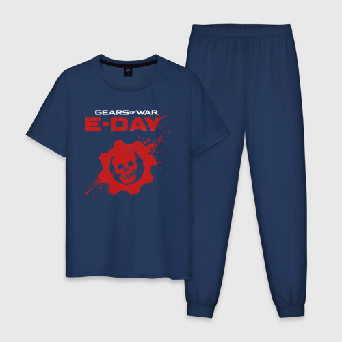 Мужская пижама из хлопка с принтом Gears of war e-day logo, вид спереди №1