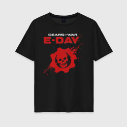 Женская футболка хлопок Oversize Gears of war e-day logo