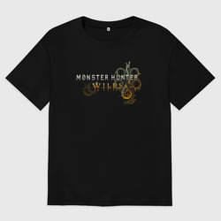 Женская футболка хлопок Oversize Monster hunter wilds logo