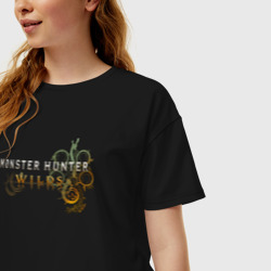 Женская футболка хлопок Oversize Monster hunter wilds logo - фото 2