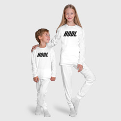 Пижама с принтом HODL для ребенка, вид на модели спереди №5. Цвет основы: белый
