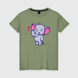 Влюблённый слонёнок – Женская футболка хлопок с принтом купить со скидкой в -20%
