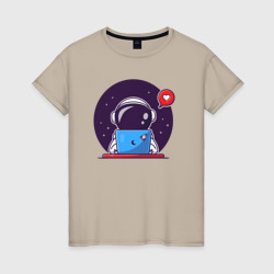 Spaceman programmer – Женская футболка хлопок с принтом купить со скидкой в -20%