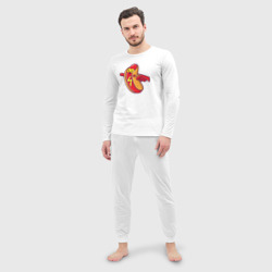 Пижама с принтом Супер хот-дог для мужчины, вид на модели спереди №2. Цвет основы: белый