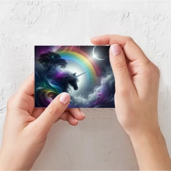 Поздравительная открытка Единорог с радугой - фото 2