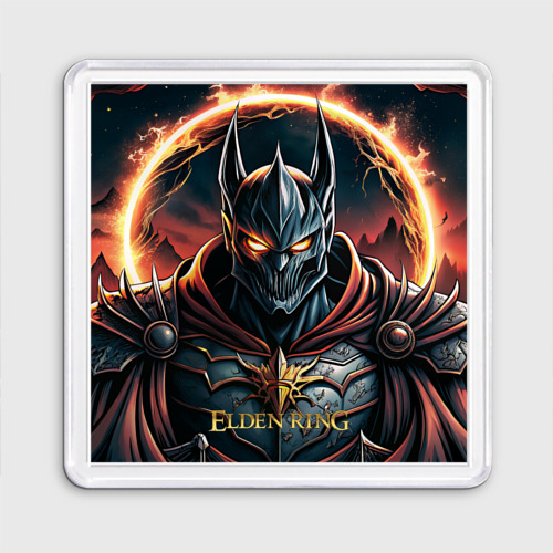 Магнит 55*55 с принтом Elden Ring персонаж  темный рыцарь, вид спереди №1