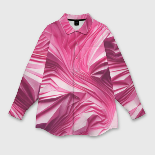Женская рубашка оверсайз с принтом Розовые ломанные линии, вид спереди №1