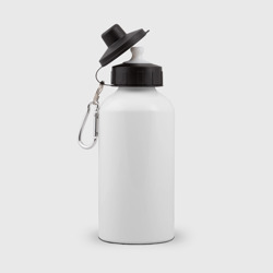 Бутылка с принтом Маска - тики для любого человека, вид сзади №1. Цвет основы: белый