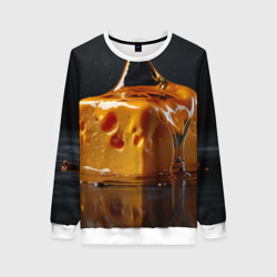 Сыр крупным планом на черном фоне – Женский свитшот 3D с принтом купить со скидкой в -35%