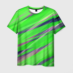 Зелёный и фиолетовый абстрактные полосы  – Футболка с принтом купить со скидкой в -26%