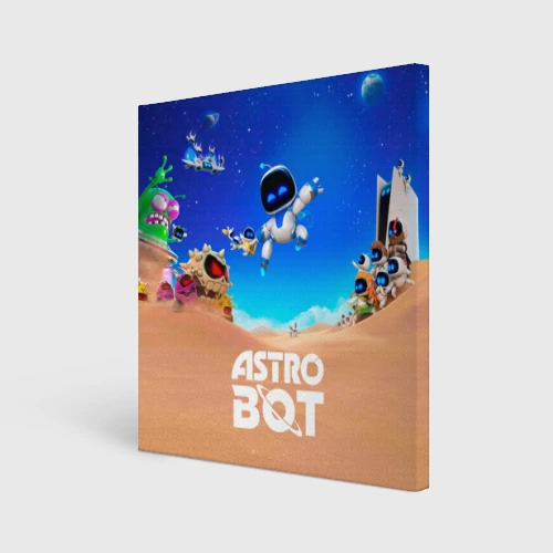 Холст квадратный Astro bot персонажи