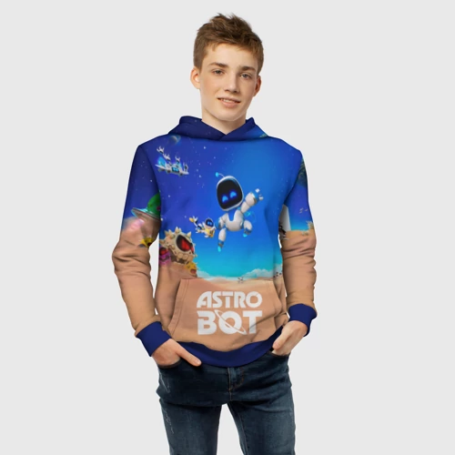 Детская толстовка 3D с принтом Astro bot персонажи, фото #4