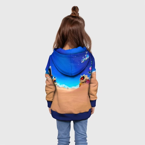 Детская толстовка 3D с принтом Astro bot персонажи, вид сзади #2