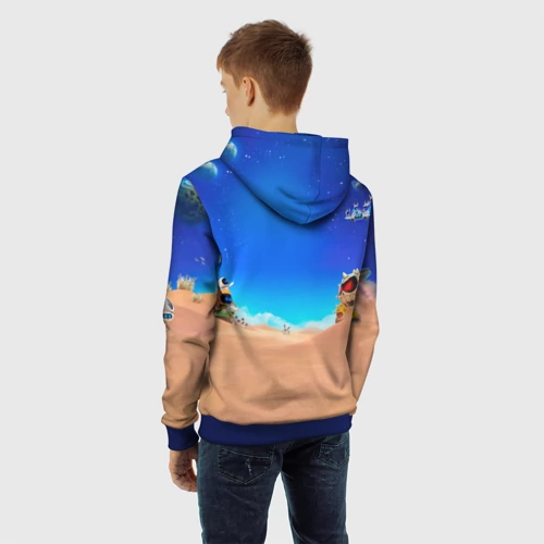 Детская толстовка 3D с принтом Astro bot персонажи, вид сзади #2