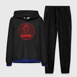 Мужской костюм с толстовкой 3D Saab red logo