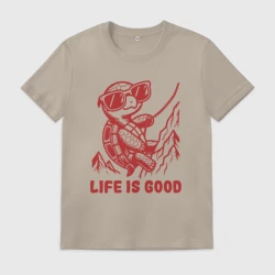 Мужская футболка хлопок Забавная позитивная черепаха альпинист