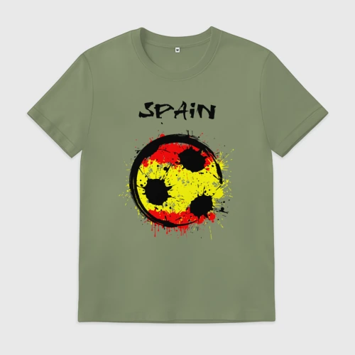 Мужская футболка хлопок с принтом Football Spain, вид спереди #2