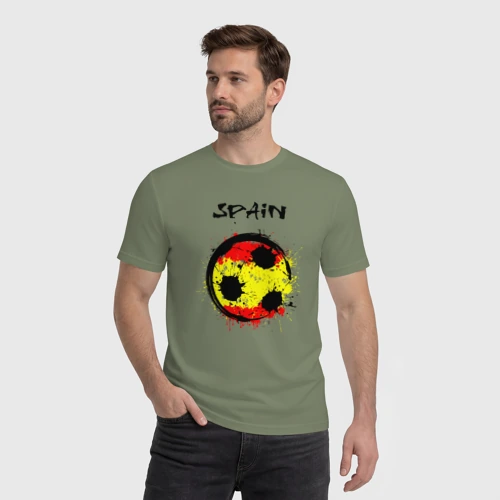 Мужская футболка хлопок с принтом Football Spain, фото на моделе #1