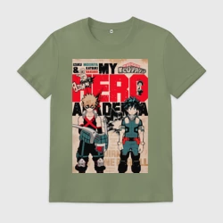 Мужская футболка хлопок Моя геройская академия Кацуки Бакуго коллаж Идзуку Мидория