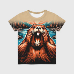 Детская футболка 3D Крик бобра