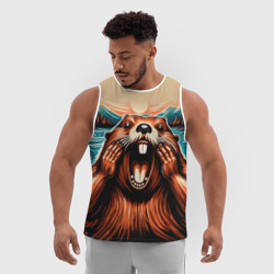 Мужская спортивная майка 3D Крик бобра - фото 2