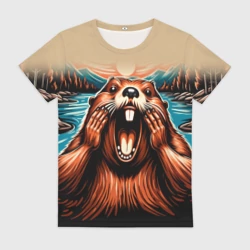Женская футболка 3D Крик бобра