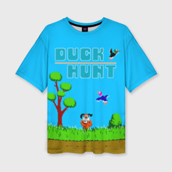 Женская футболка oversize 3D Duck hunt dog