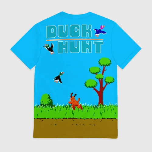 Мужская футболка 3D с принтом Duck hunt dog, вид сзади #1