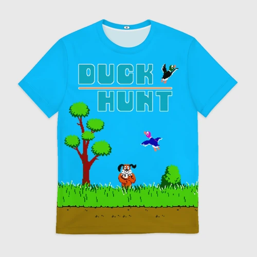 Мужская футболка 3D с принтом Duck hunt dog, вид спереди #2