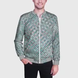 Мужской бомбер 3D Светлый серо-голубой текстурированный - фото 2
