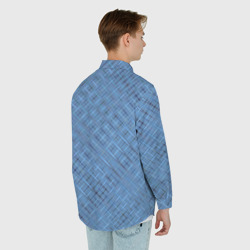 Рубашка с принтом Тёмно-голубой текстурированный для любого человека, вид сзади №2. Цвет основы: белый
