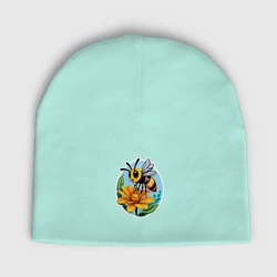 Детская шапка демисезонная Пчелка и цветок