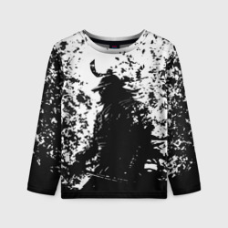 Детский лонгслив 3D Ghost of Tsushima black and white