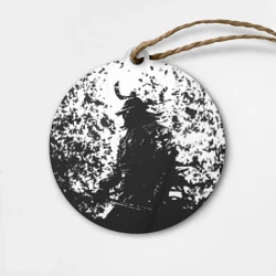 Деревянная игрушка круг Ghost of Tsushima black and white