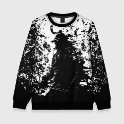 Детский свитшот 3D Ghost of Tsushima black and white