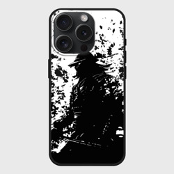 Чехол силиконовый для Apple iPhone 15 Pro матовый Ghost of Tsushima black and white