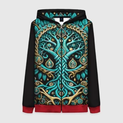 Женская толстовка 3D на молнии Древо жизни - сакральная славянская символика