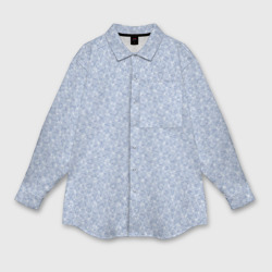 Светлый серо-голубой в мелкий рисунок – Мужская рубашка oversize 3D с принтом купить
