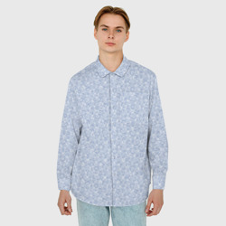 Рубашка с принтом Светлый серо-голубой в мелкий рисунок для любого человека, вид спереди №2. Цвет основы: белый