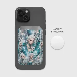Картхолдер Magsafe магнитный  Русалки блондинки на паттерне - фото 2