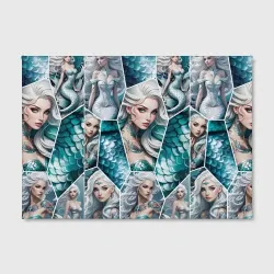 Холст прямоугольный  Русалки блондинки на паттерне - фото 2