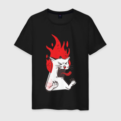 Кот во гневе – Мужская футболка хлопок с принтом купить со скидкой в -20%