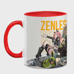 Кружка с принтом Zenless Zone Zero gentle house для любого человека, вид спереди №2. Цвет основы: белый + красный