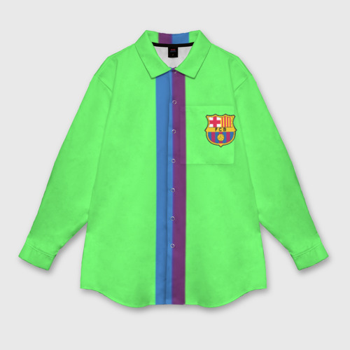 Мужская рубашка оверсайз с принтом Barcelona fc sport line, вид спереди №1