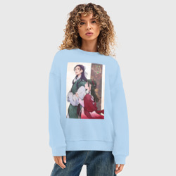 Женский свитшот oversize без начеса хлопок Монолог фармацевта Маомао Жэньши служащий при императорском дворе - фото 2