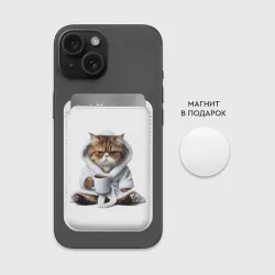 Картхолдер Magsafe магнитный Котик в халате и кофе - фото 2