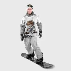Накидка на куртку 3D Котик в халате и кофе